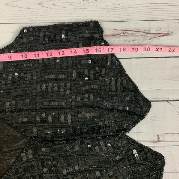 Cee Cee black 100 % silk sequined top size Medium - Picture 7 of 8